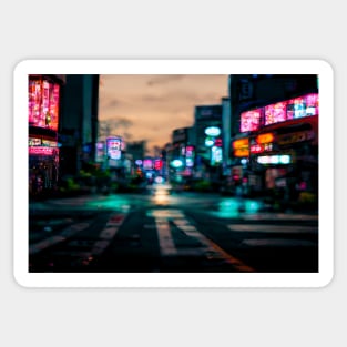 Tokyo City Street View With Neon signs / Tokyo, Japan Sticker